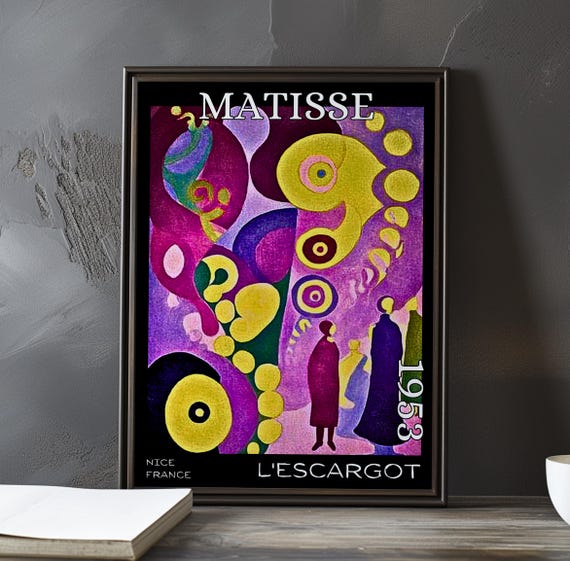 Lescargot 1953 Henri Matisse Print Poster Modern Abstract Spiral Art Collage Cutout French Post Impressionism Decor 20th Century