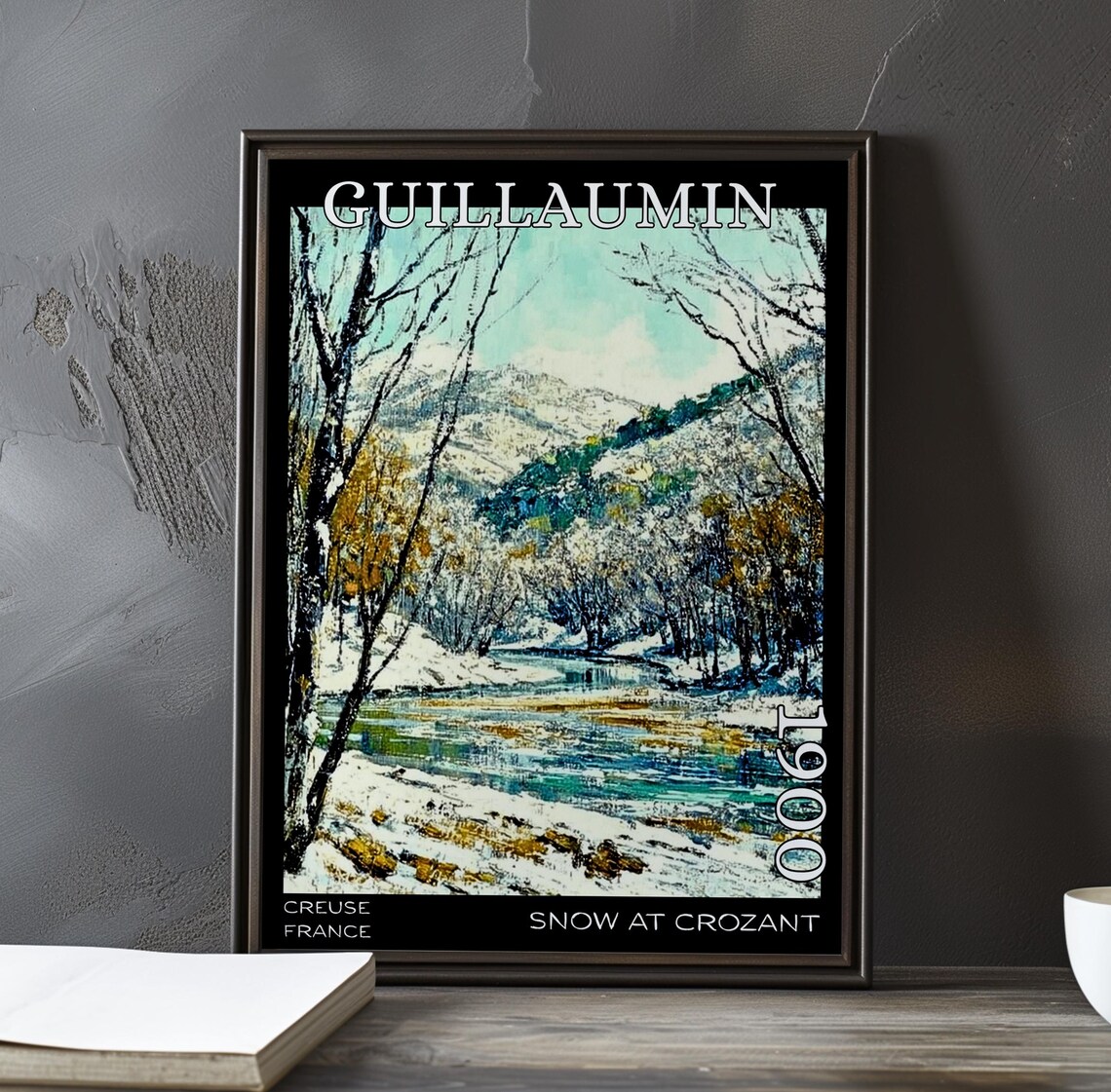 Guillaumin Snow At Crozant Winding River Snow Woods 1900 Poster