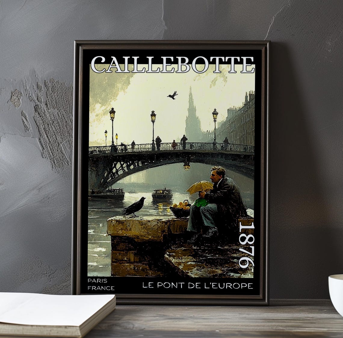 Caillebotte Le Pont de l'Europe Riverside Fisherman Art Poster