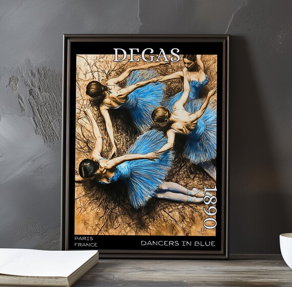 Degas 1890 Four Blue Tutu Dancers Linked in Circle Seen from Above Poster