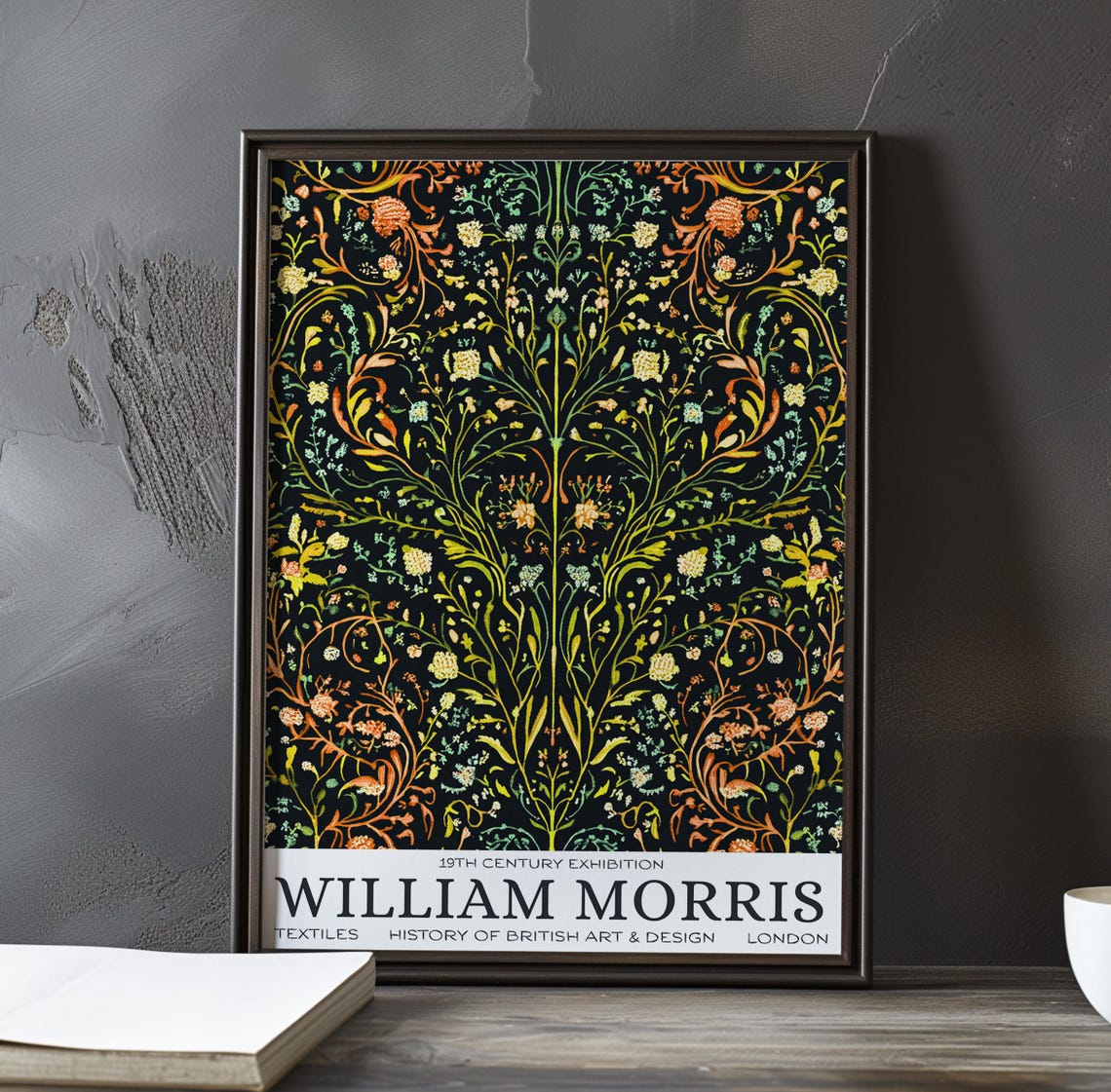 William Morris Dark Garden Scrollwork Floral Exhibition Poster