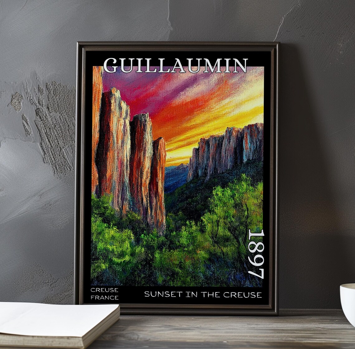 Guillaumin Sunset in the Creuse Red Gold Pillars 1897 Poster