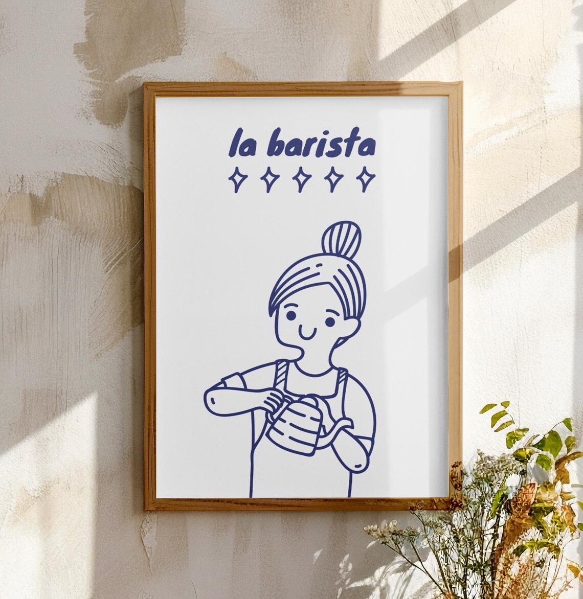 Cute Barista French Quote, Minimalist Kitchen Decor