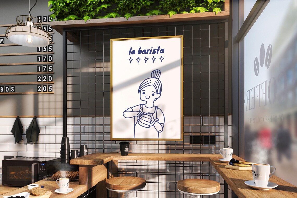 Cute Barista French Quote, Minimalist Kitchen Decor - Image 2