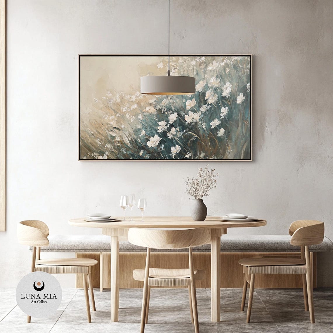 Delicate White Wildflowers Impressionist Rustic Floral Art Poster - Image 3