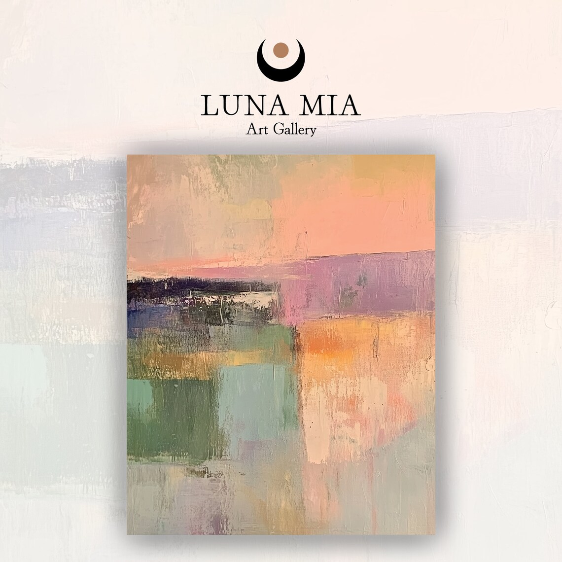 Soft Pastel Color Block Abstract Painting in Gentle Tones Poster - Image 2