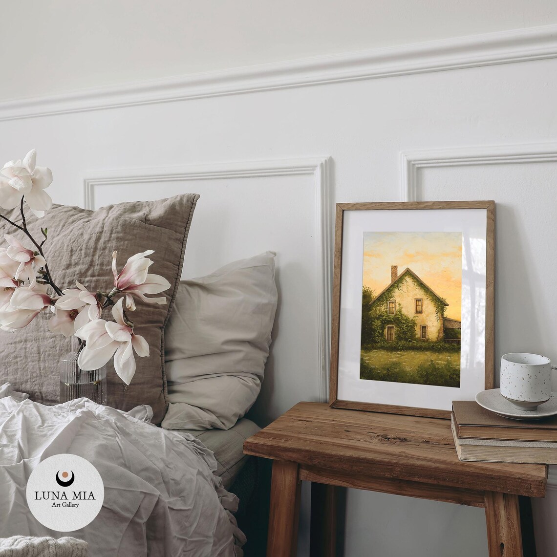 Ivy Covered Countryside Farmhouse At Sunset Oil Painting Poster - Image 2