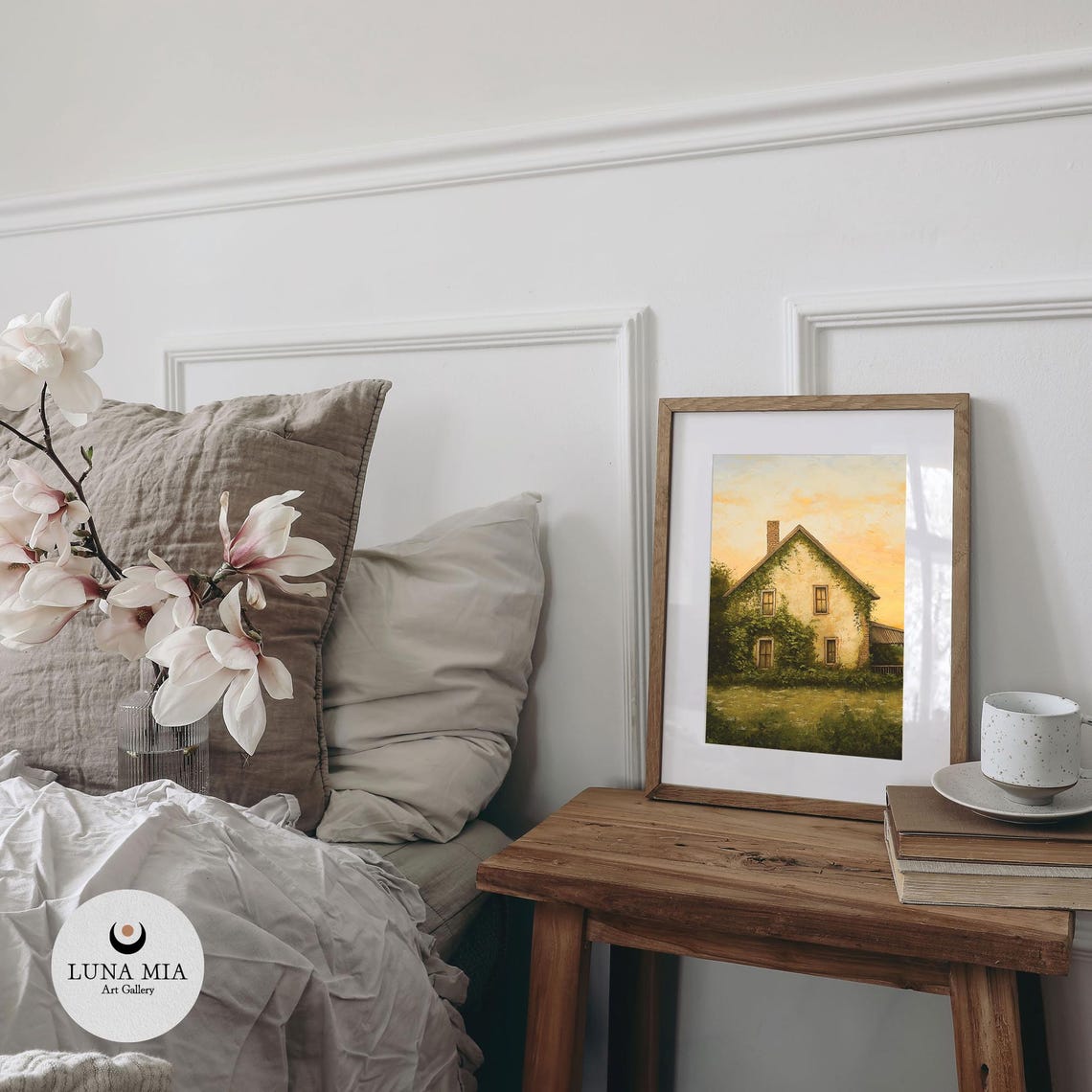 Tranquil Vintage Countryside At Dusk Oil Painting Nostalgic Sunset Art For Rustic Decor Textured Print Instant - Image 2