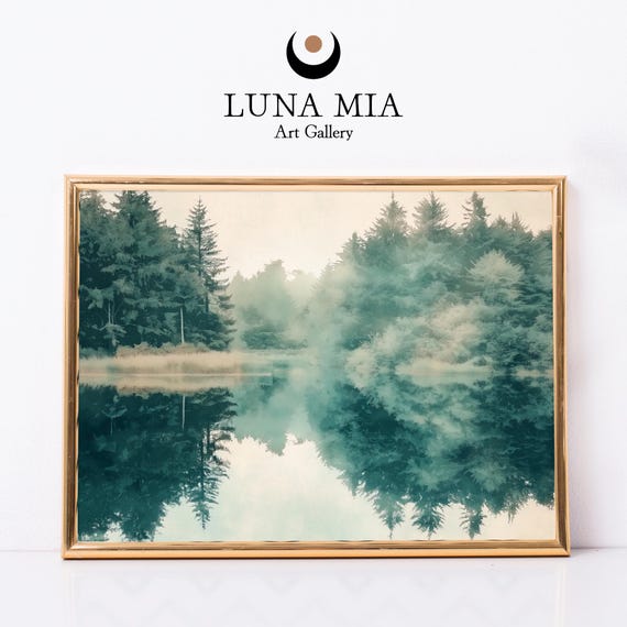 Tranquil Misty Forest Watercolor Art Instant For Home Decor