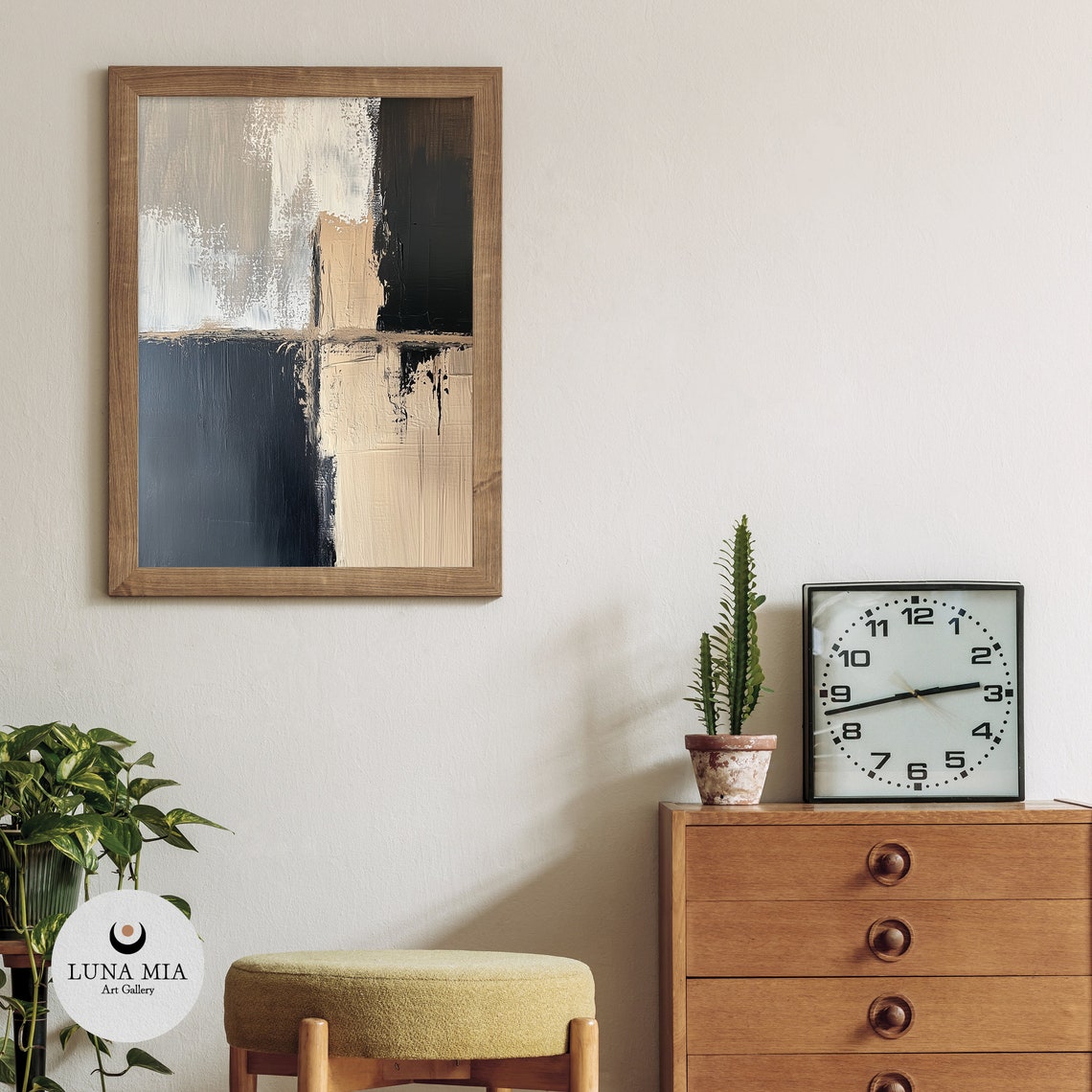 Bold Elegance Abstract Oil Paint Wall Art Vintage Style Geometric Decor Print Poster Instant Geometric Art - Image 3