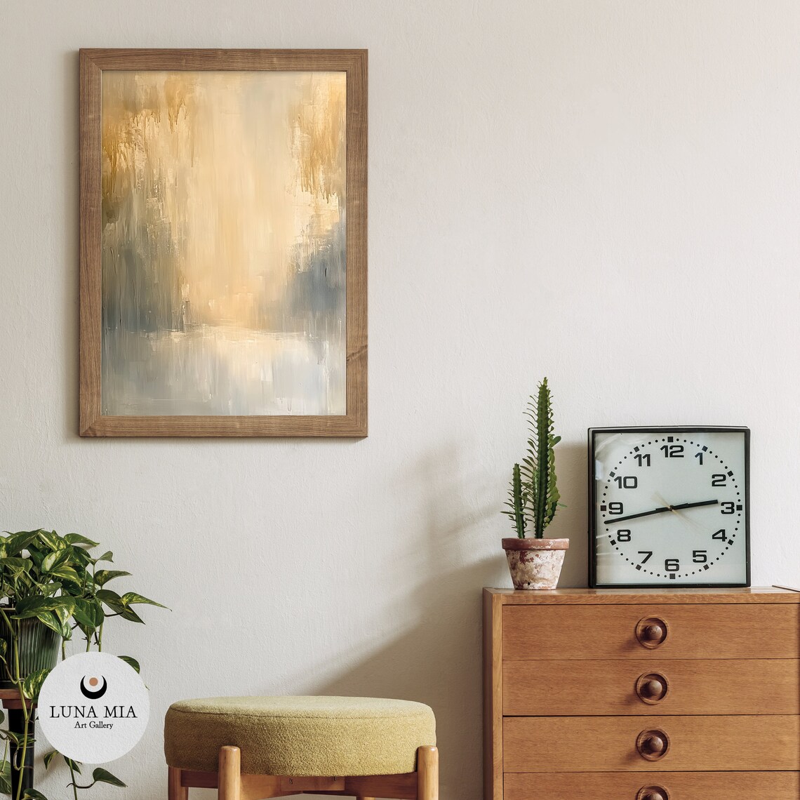 Elegant Gold Gray Textured Abstract Painting Modern Art Poster - Image 3
