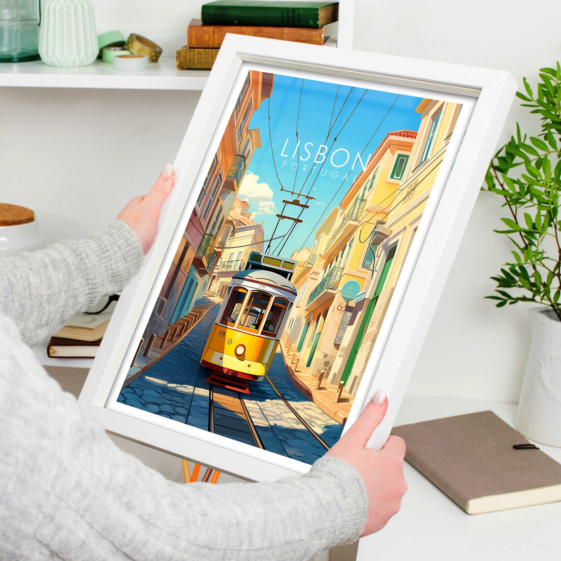 Lisbon Portugal Tram Street Sunny Mediterranean Old Town Poster - Image 4