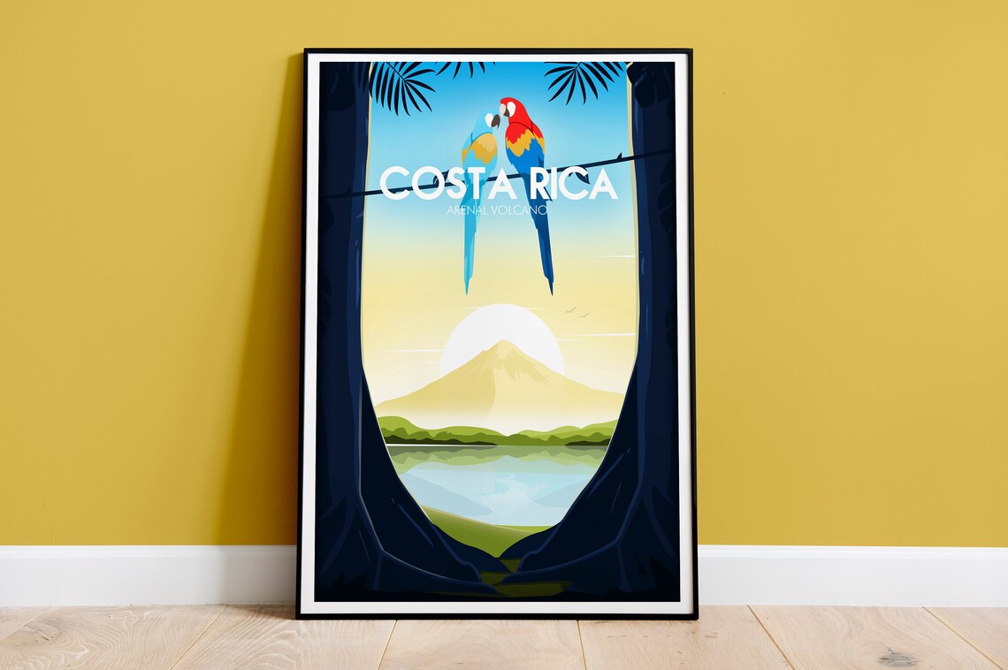 Costa Rica Travel Poster, Abstract Modern Art Print