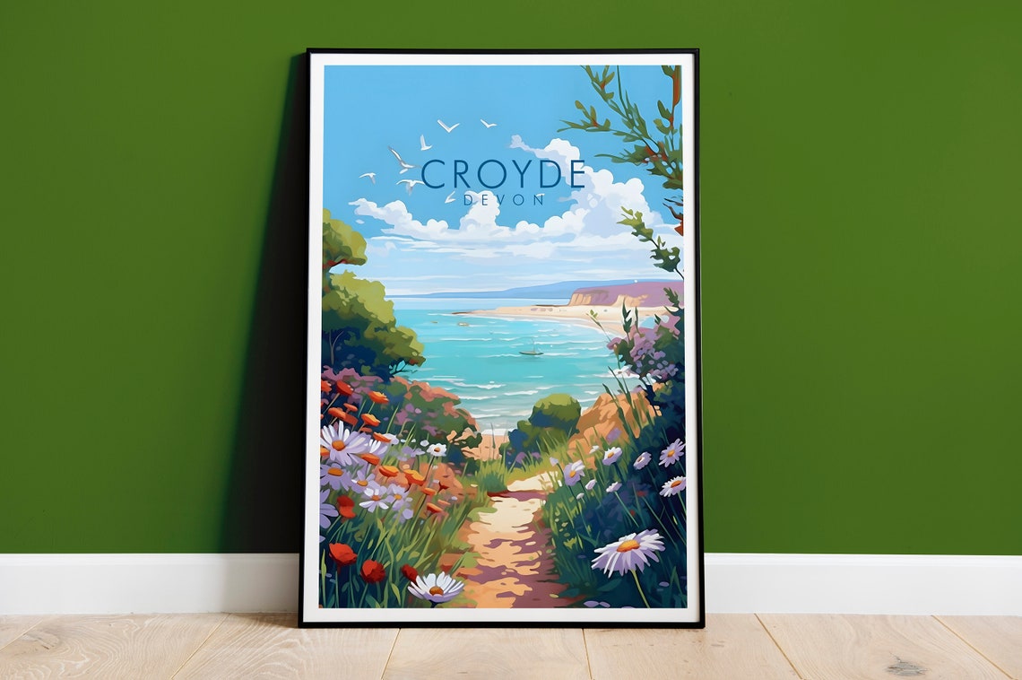 Croyde Devon Coastal Path Wildflower Meadow Sea View Beach Poster