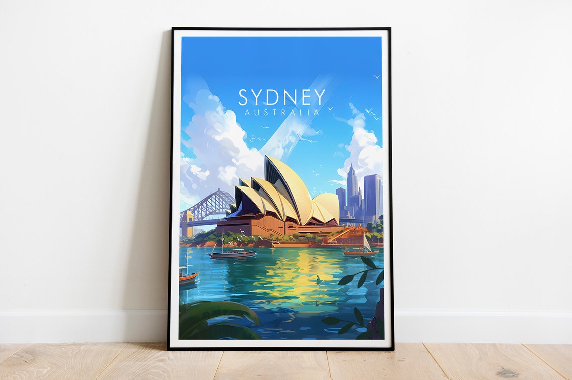 Sydney Australia Opera House Harbour Bridge Sunset Travel Poster - Image 2