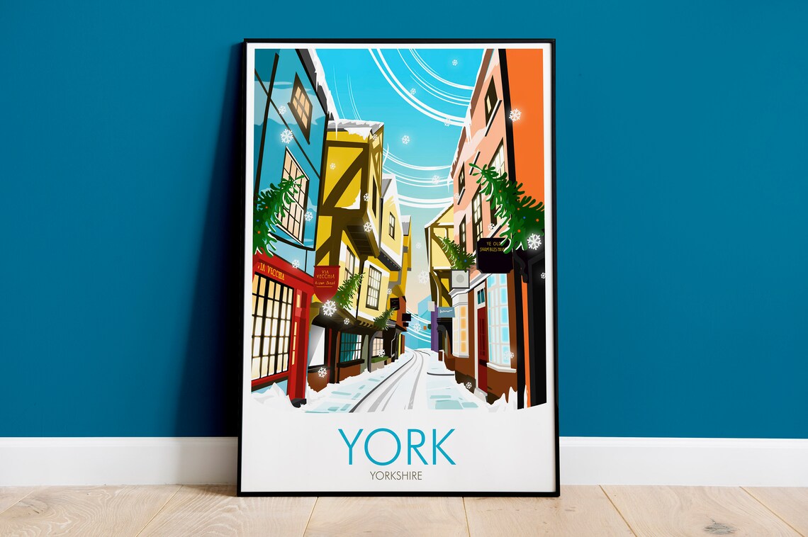 York Christmas Print, Holiday Wall Art Print
