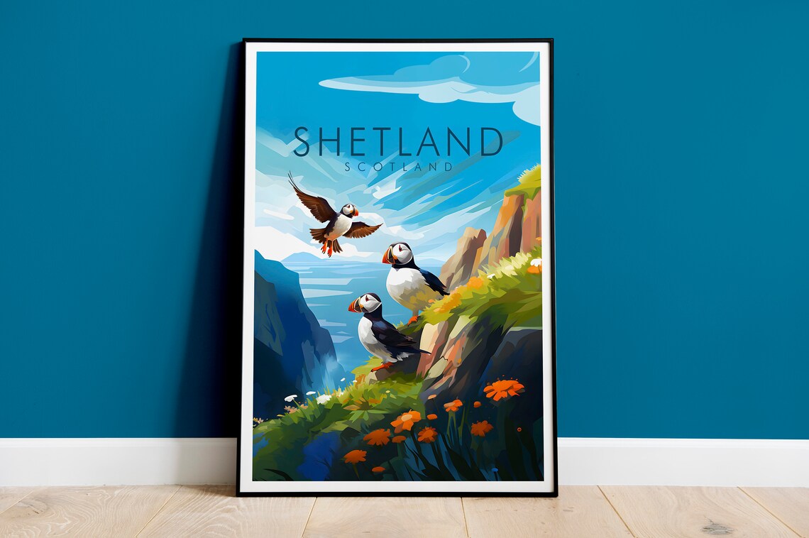 Shetland Islands Art Print, Scotland Travel Poster