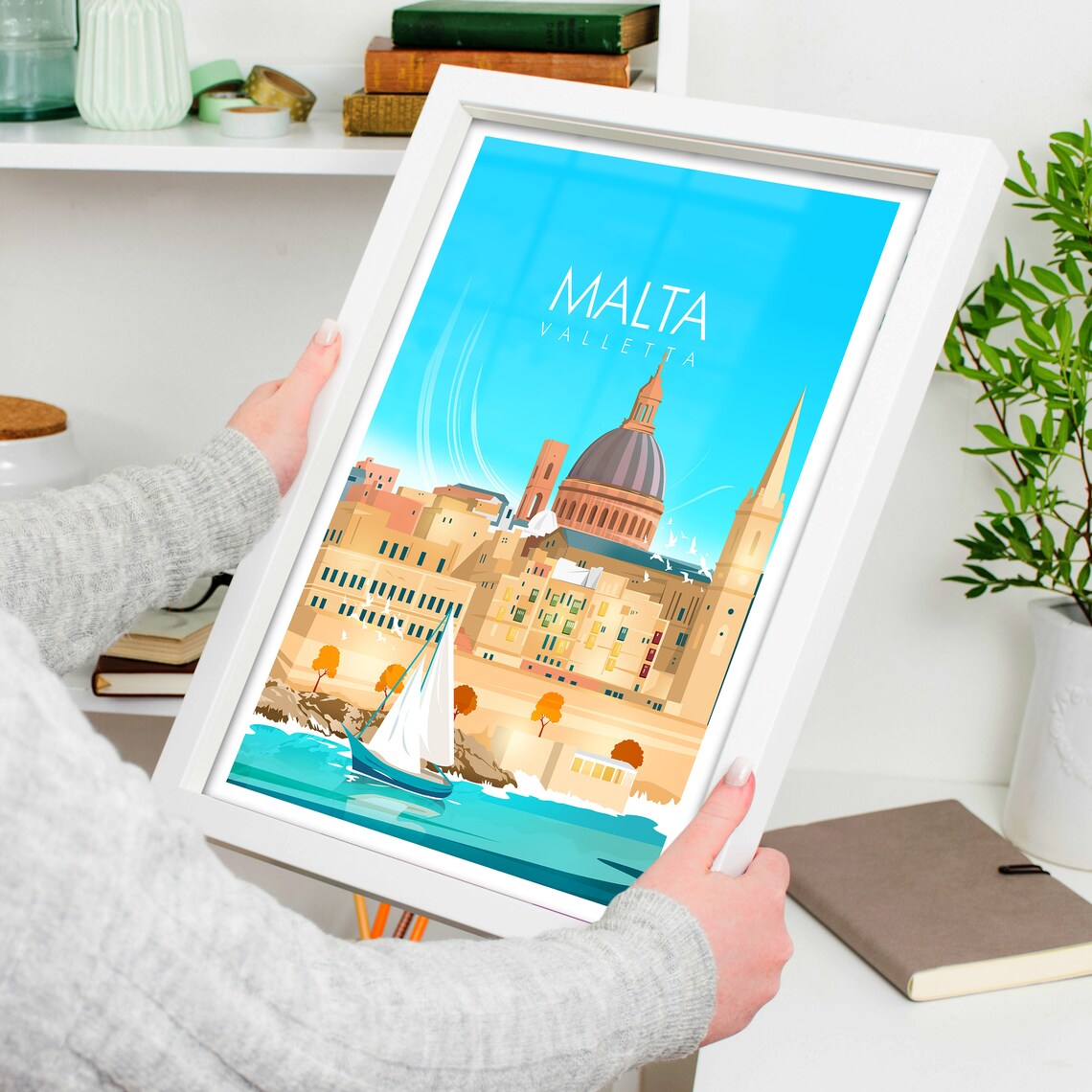 Malta Valletta Travel Poster, Abstract Modern - Image 4