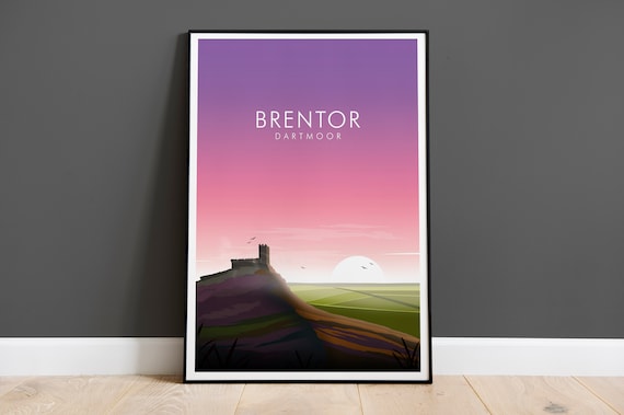 Brentor Dartmoor Church Sunset Silhouette Moorland Evening Poster