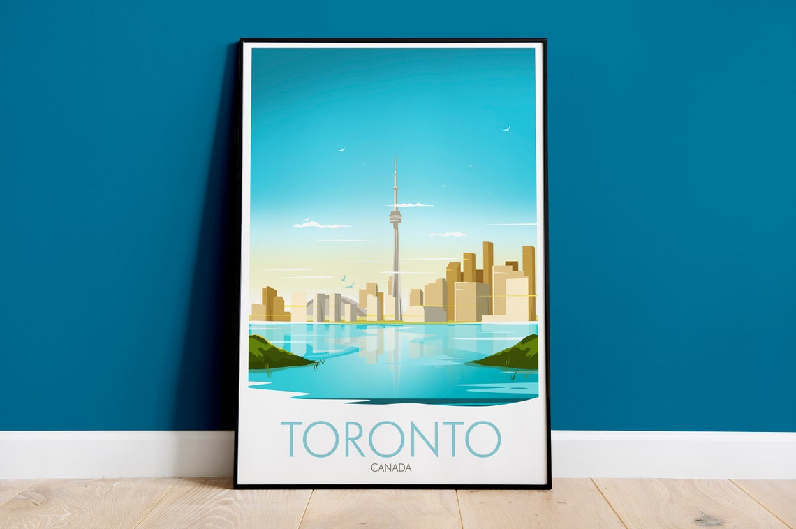 Toronto Canada CN Tower Downtown Skyline Sunset Lake View Poster
