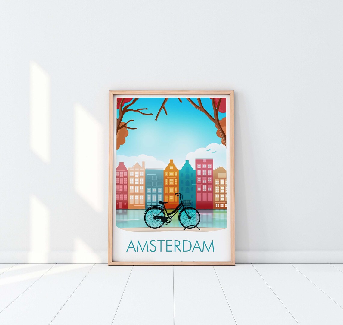 Amsterdam Canal House Travel Poster, Europe - Image 3