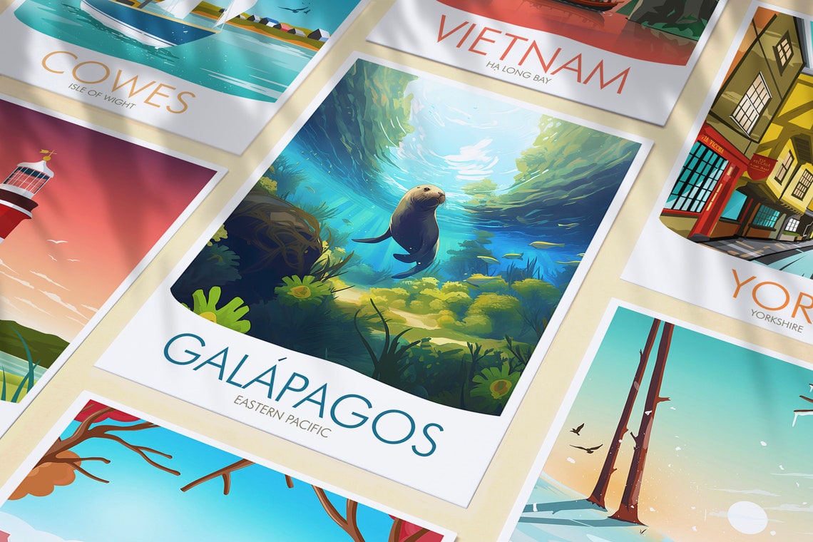 Galapagos Islands Eastern Pacific Sea Lion Underwater Reef Poster - Image 3