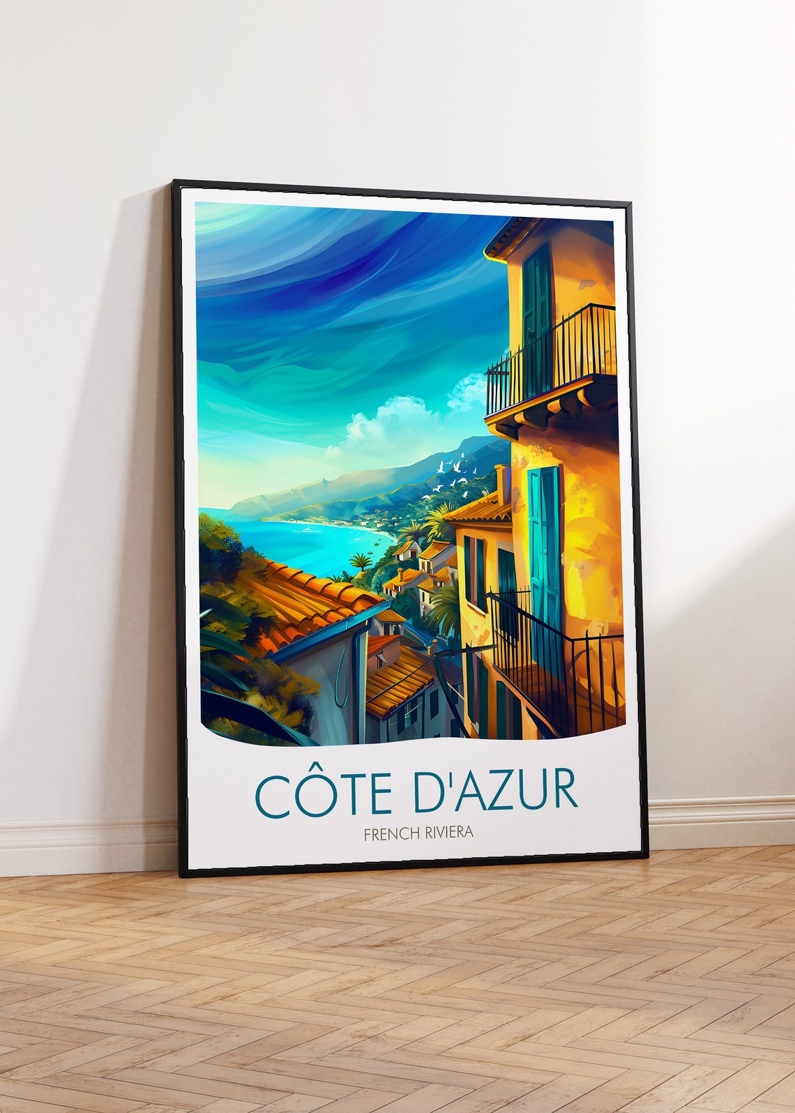 French Riviera Cote d Azur Coastal Village View Scene Poster - Image 2