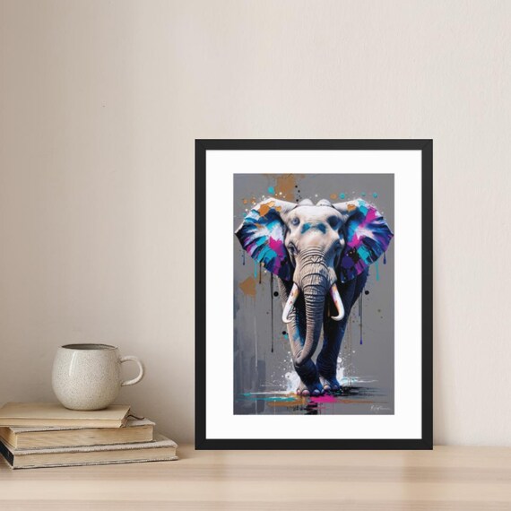 Colour Splash Elephant Art Print Vibrant Abstract Wildlife Wall Decor