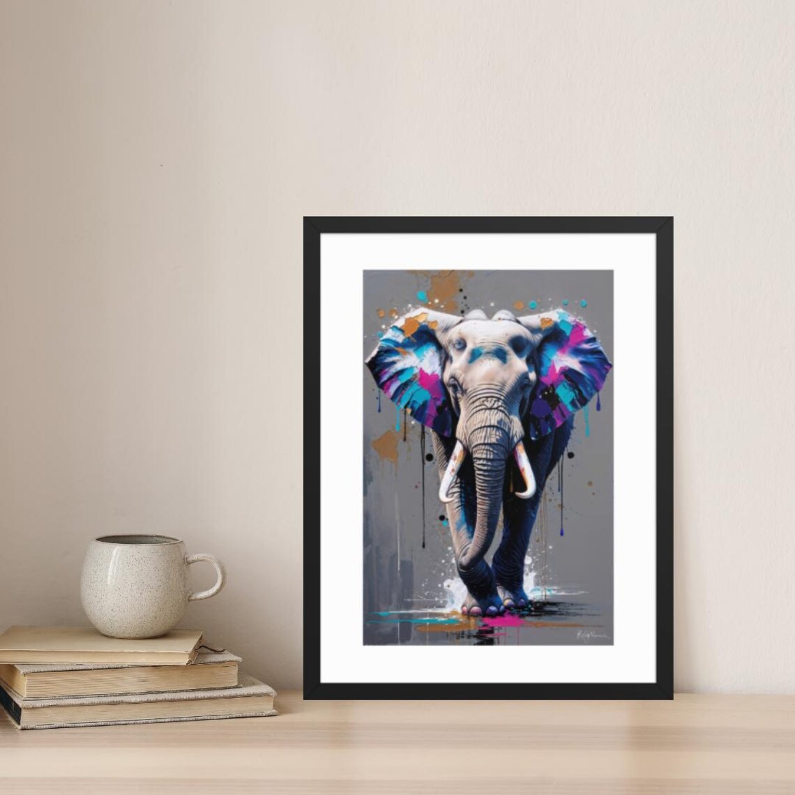 Colour Splash Elephant Art Print Vibrant Abstract Wildlife Wall Decor