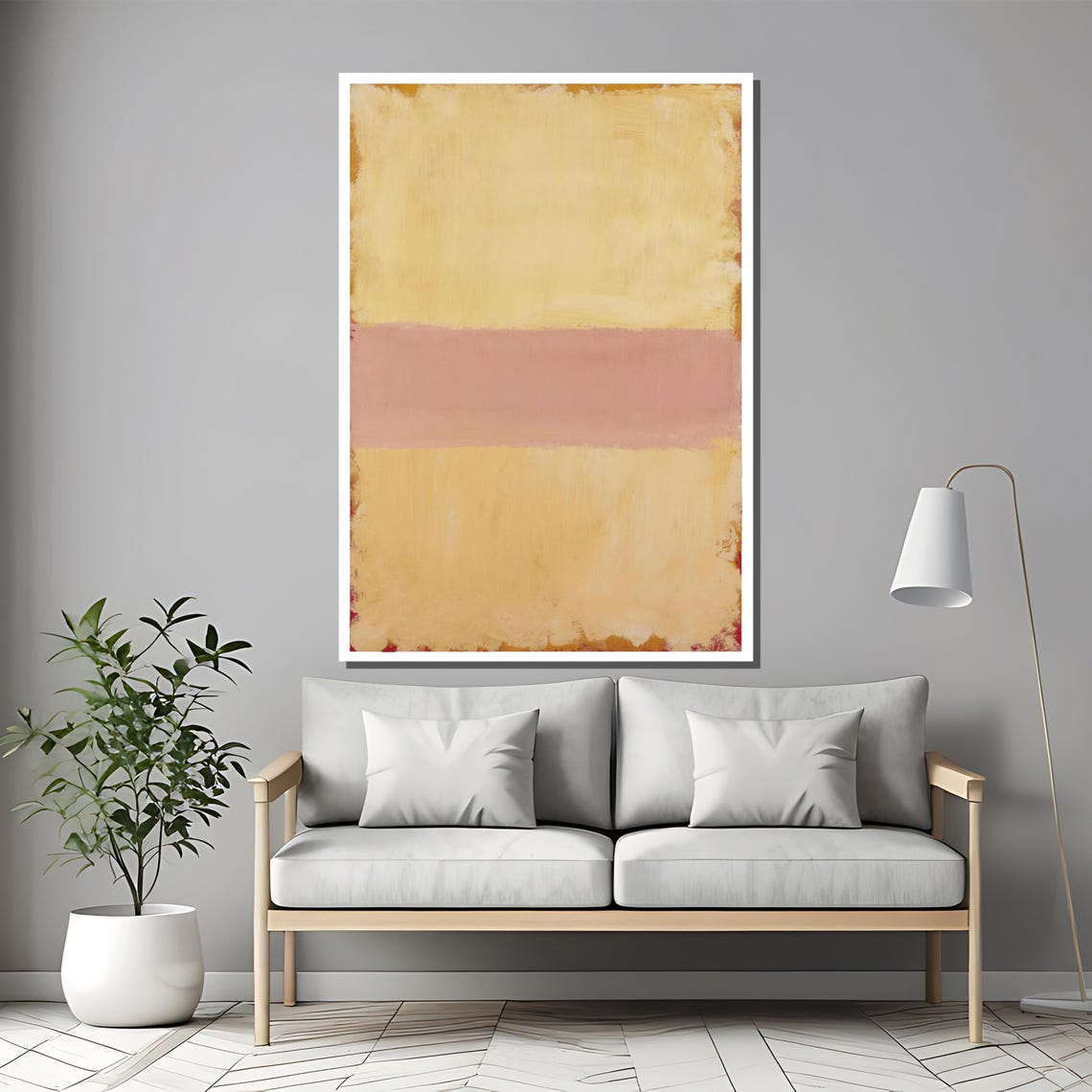 Rothko-Style Soft Yellow Pink Blush Color-Field Abstract Poster - Image 2