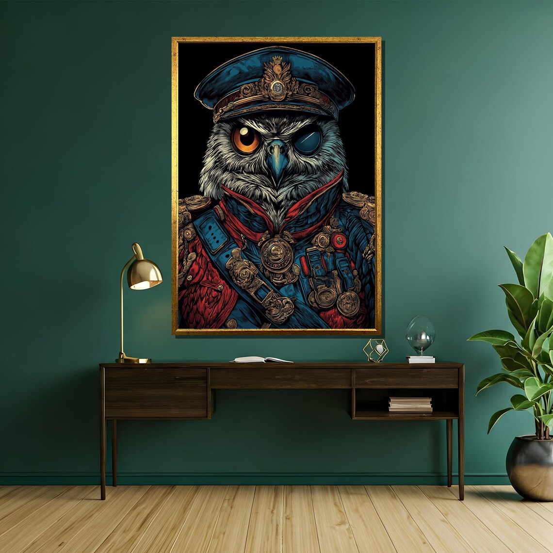 Majestic Owl Commander in an Ornate Decorated Military Uniform Poster - Image 5