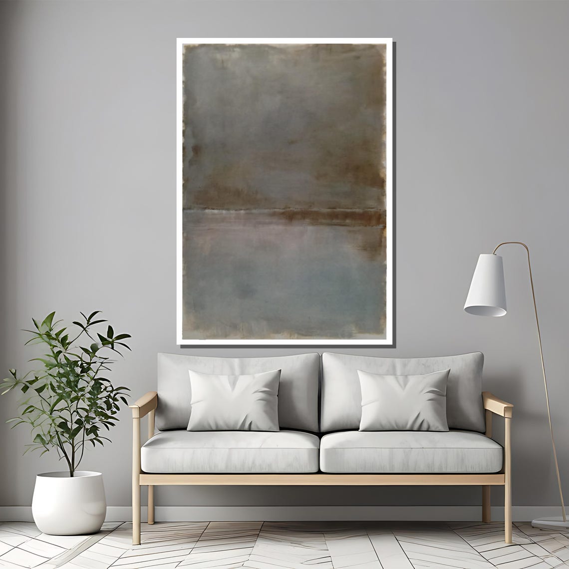 Rothko-Style Misty Neutral Grey Color-Field Abstract Art Poster - Image 2