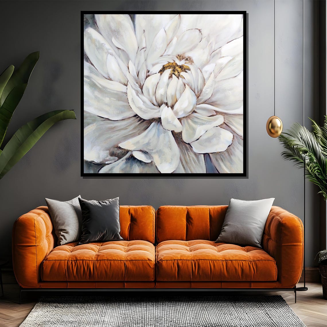Elegant White Peony Bloom Close-Up Botanical Painting Poster - Image 4