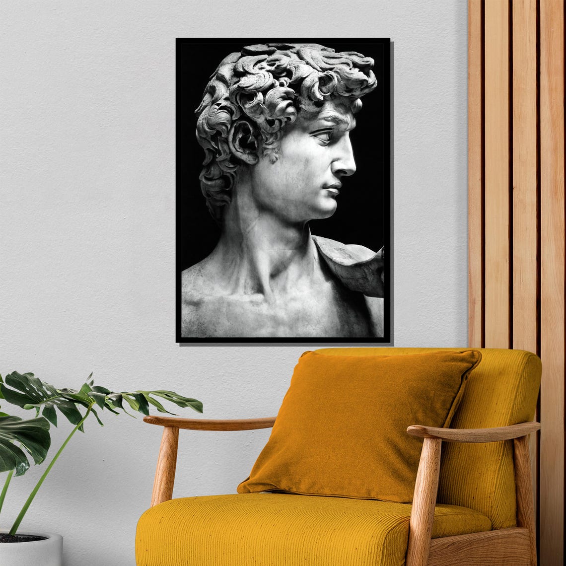 David Head Black White Classical Sculpture Marble Art Poster - Image 4