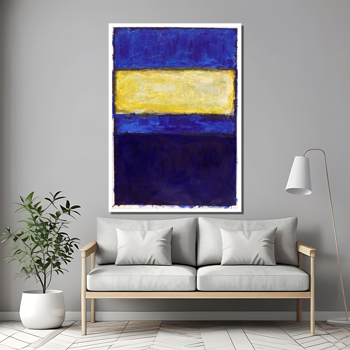 Deep Royal Blue and Golden Yellow Color Field Rothko Inspired Poster - Image 2