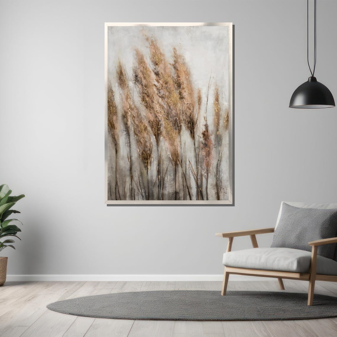 Elegant Pampas Grass Neutral Tones Botanical Painting Poster - Image 3