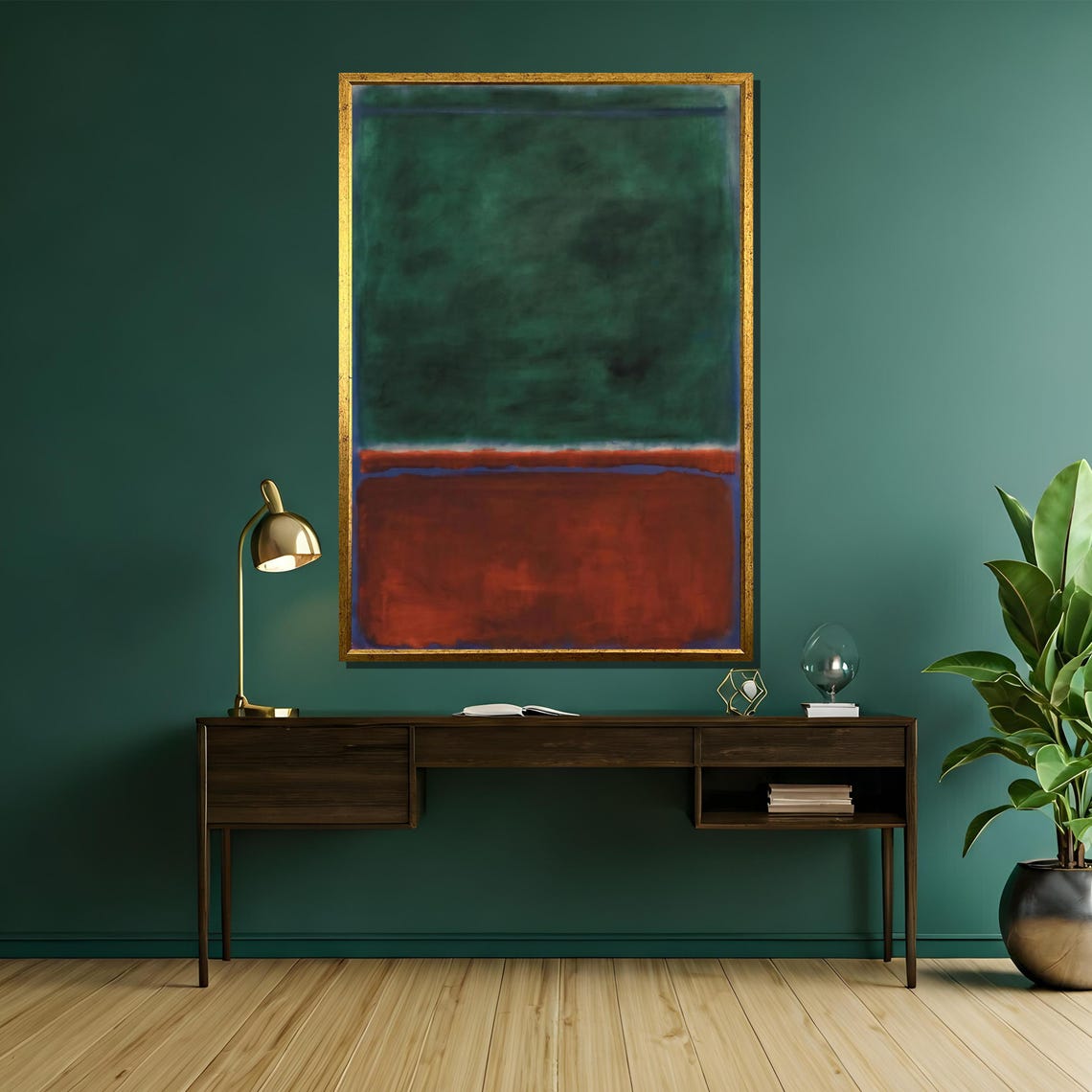 Rothko-Style Deep Green Maroon Color-Field Abstract Art Poster - Image 5