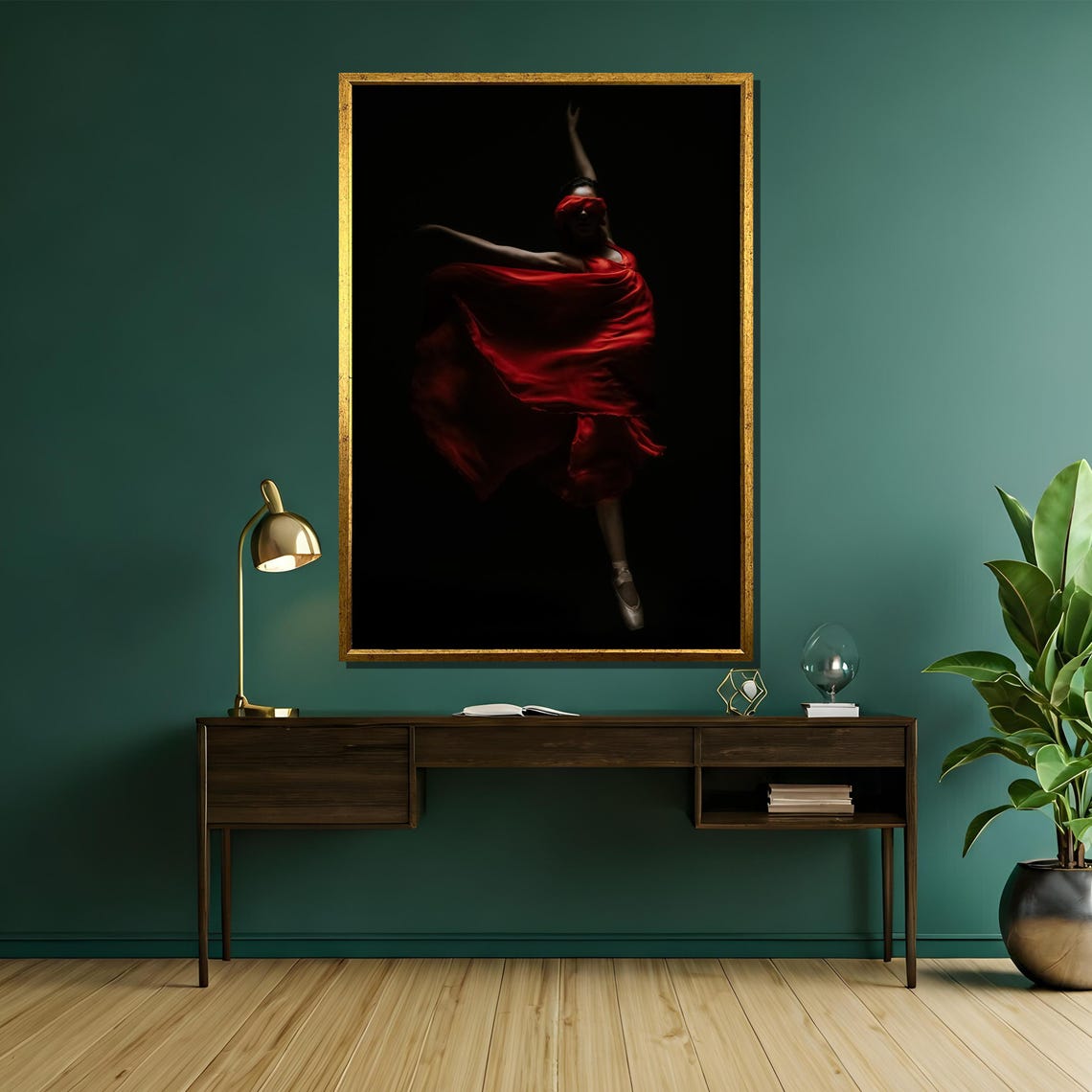 Blindfolded Dancer in Flowing Red Dress Dark Dramatic Art Poster - Image 5