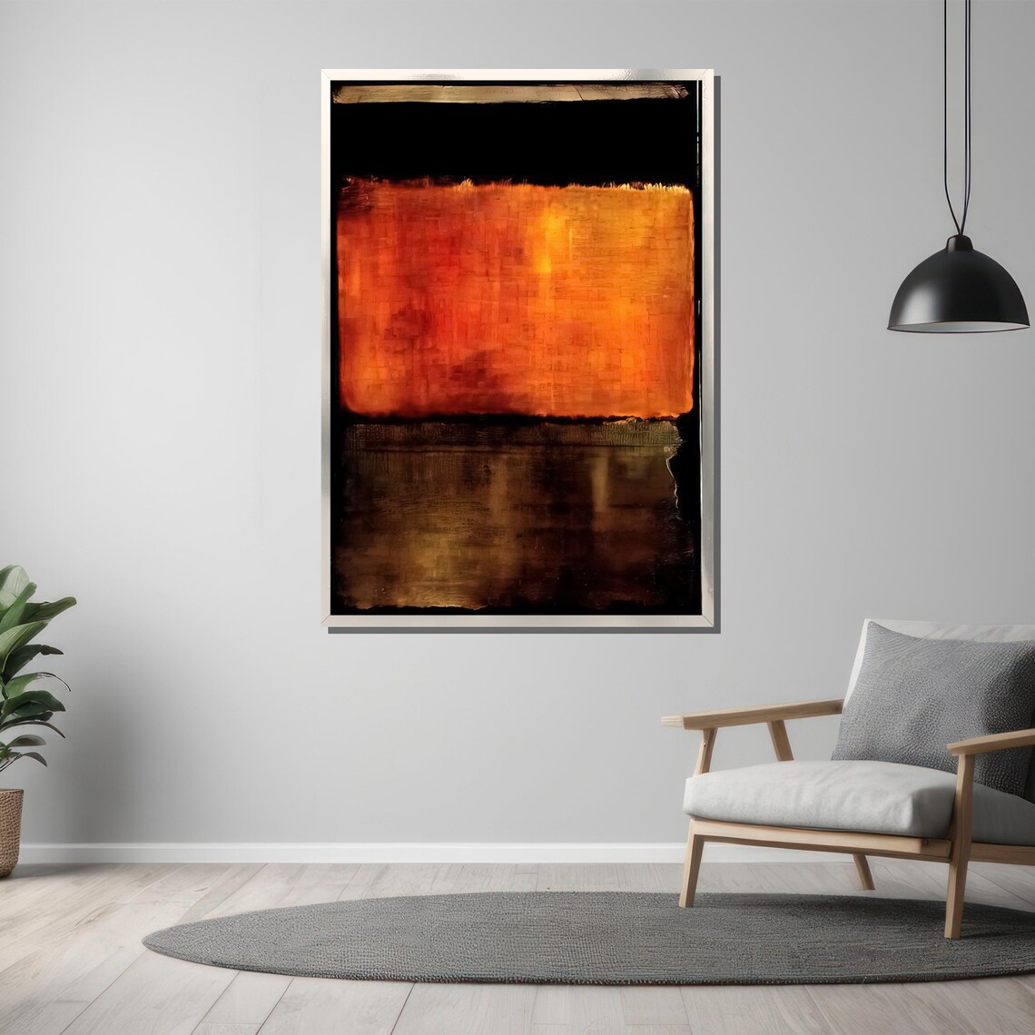 Mark Rothko Fiery Orange And Deep Brown Abstract Painting Striking Gift For Modern Interiors - Image 3