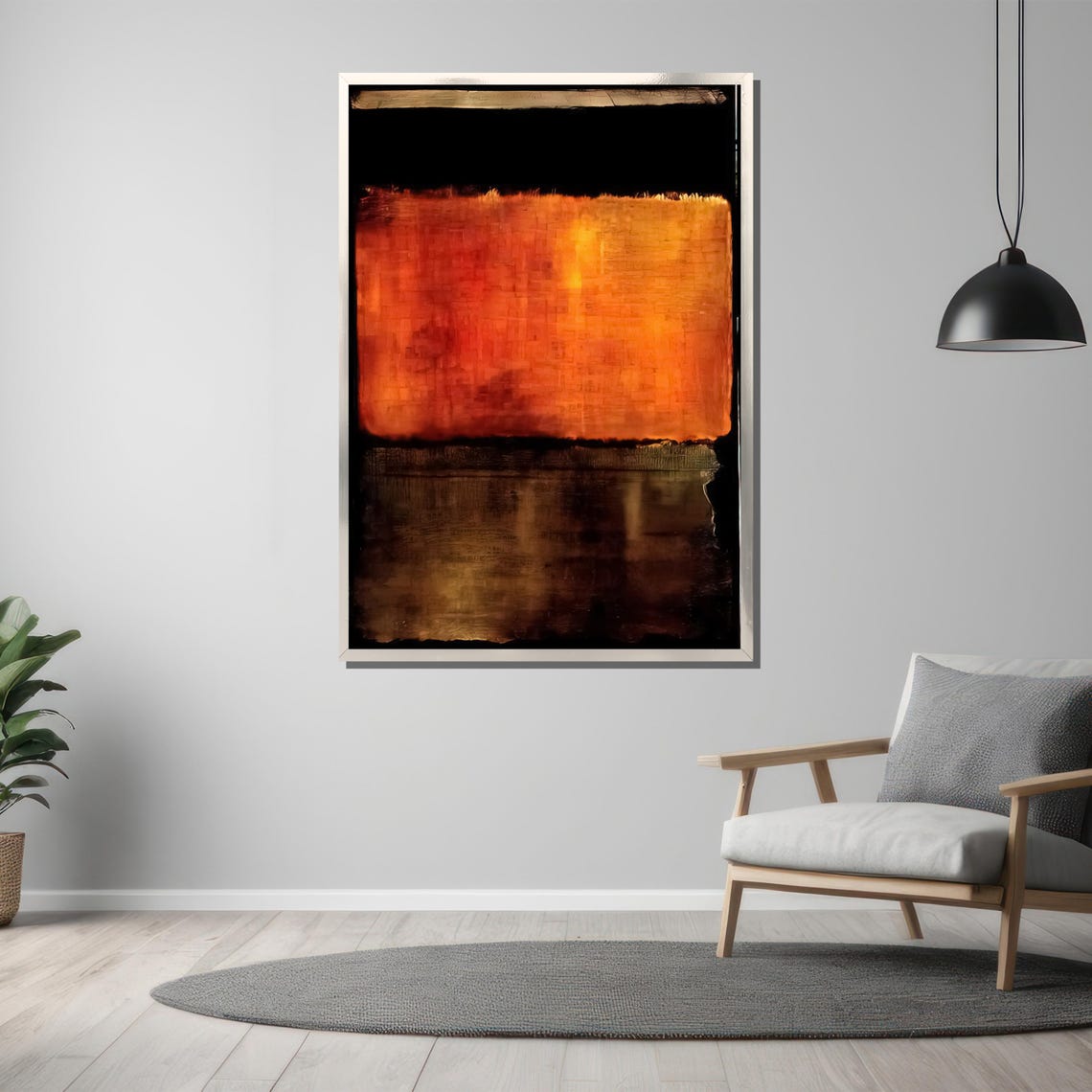 Rothko-Style Fiery Orange Black Color-Field Abstract Art Poster - Image 3