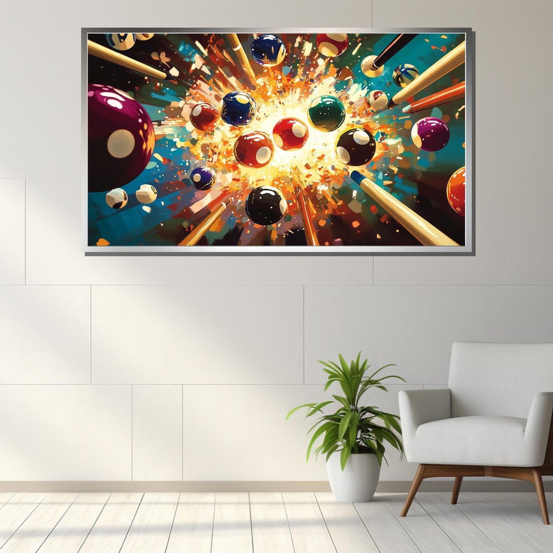 Colorful Billiard Break Burst in Dynamic Pop Artwork Wall Poster - Image 3