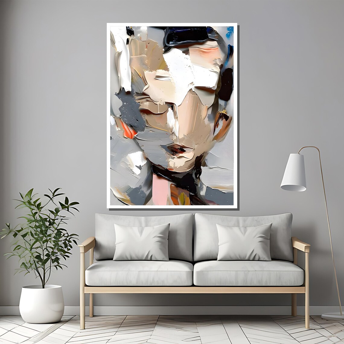 Abstract Expressionist Face Portrait, Modern Textured Art Print - Image 2
