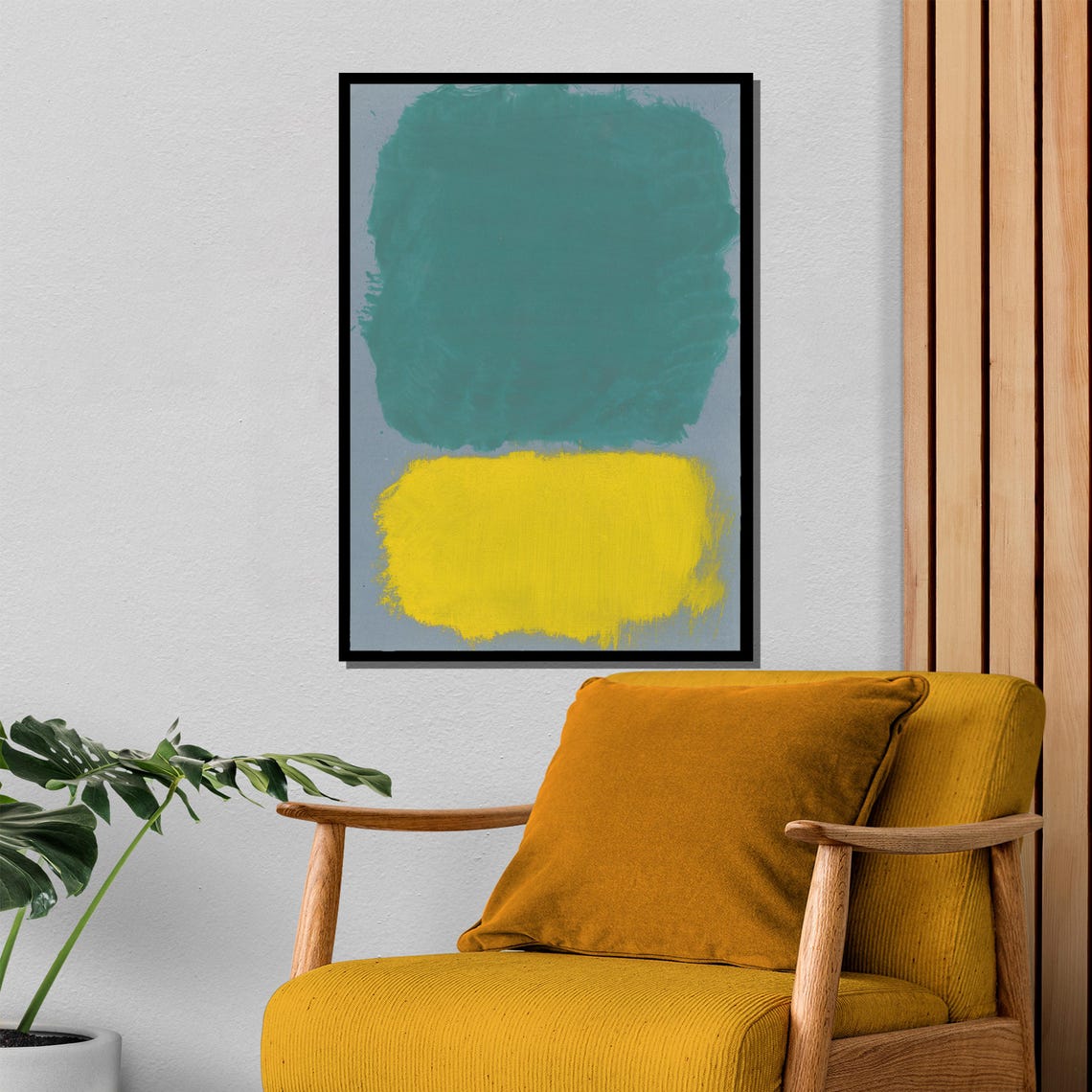 Rothko Style Teal And Yellow Loose Blocks Modern Abstract Poster - Image 4