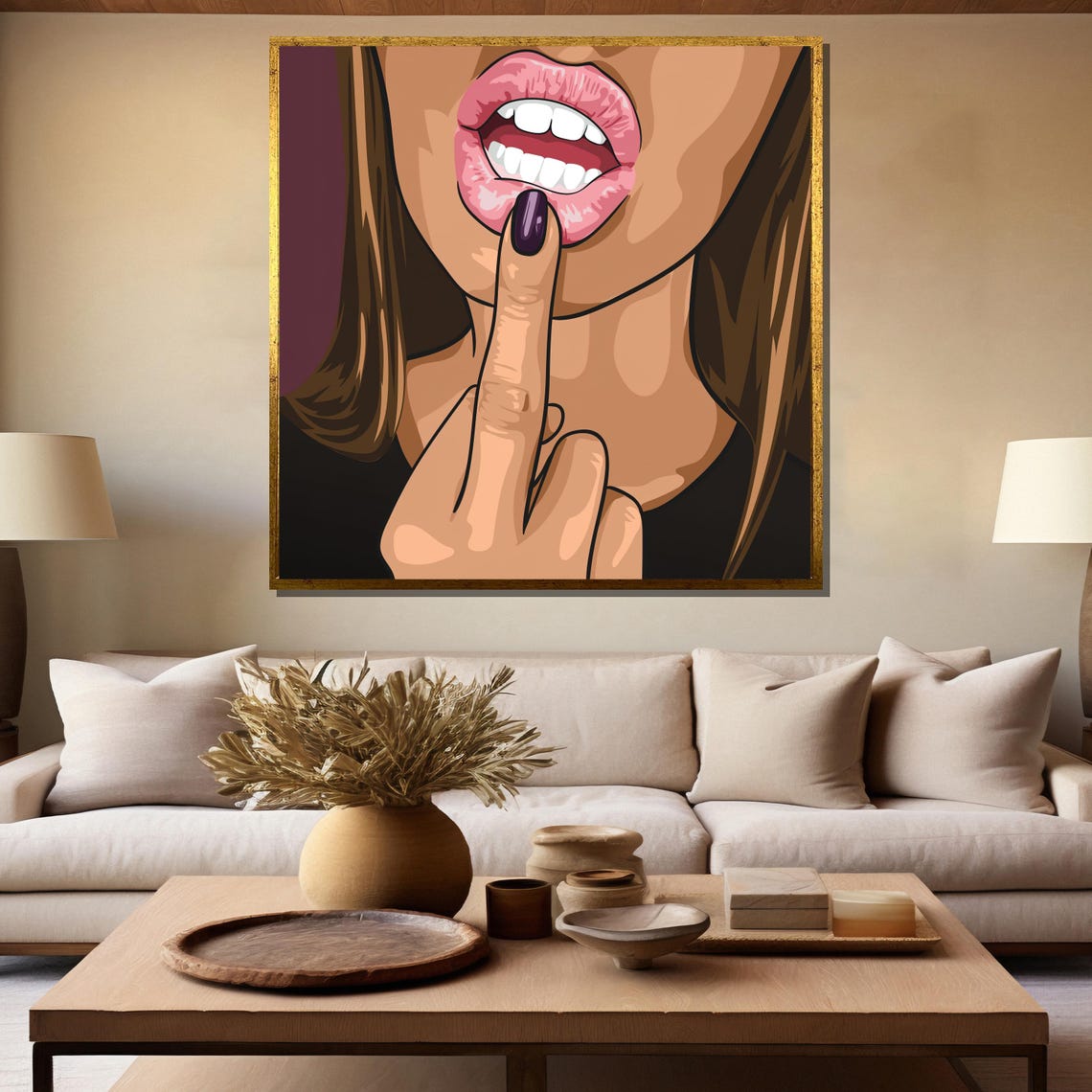 Pop Art Woman Finger On Lips Shh Gesture Comic Poster Artwork - Image 5