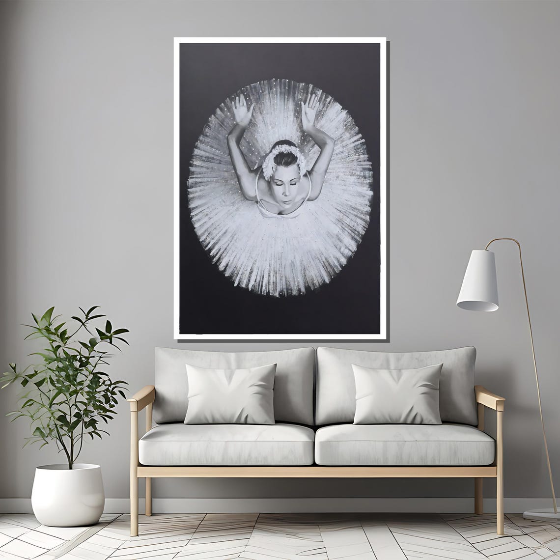 Graceful Ballet Dancer Painting Black And White Artistic Wall Decor Timeless Gift For Dance And Art Lovers - Image 2