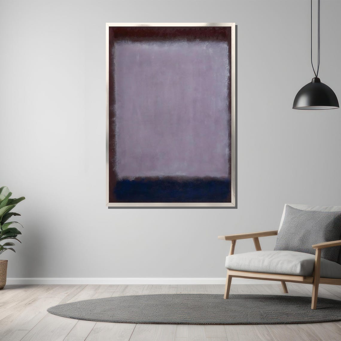 Rothko Style Lavender And Navy Soft Color Field Abstract Poster - Image 3