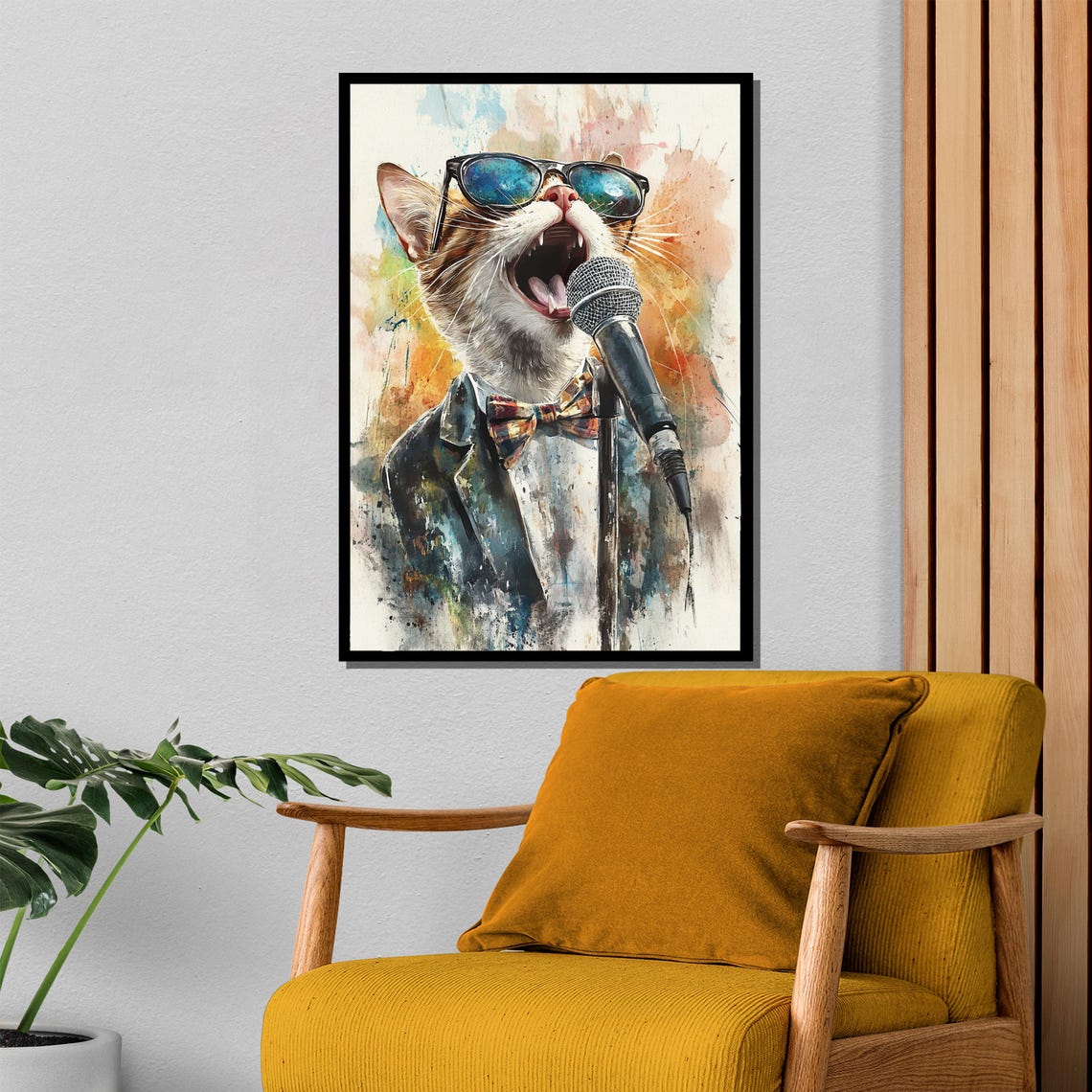 Cool Crooner Cat in Sunglasses Singing Jazz Into a Microphone Poster - Image 4