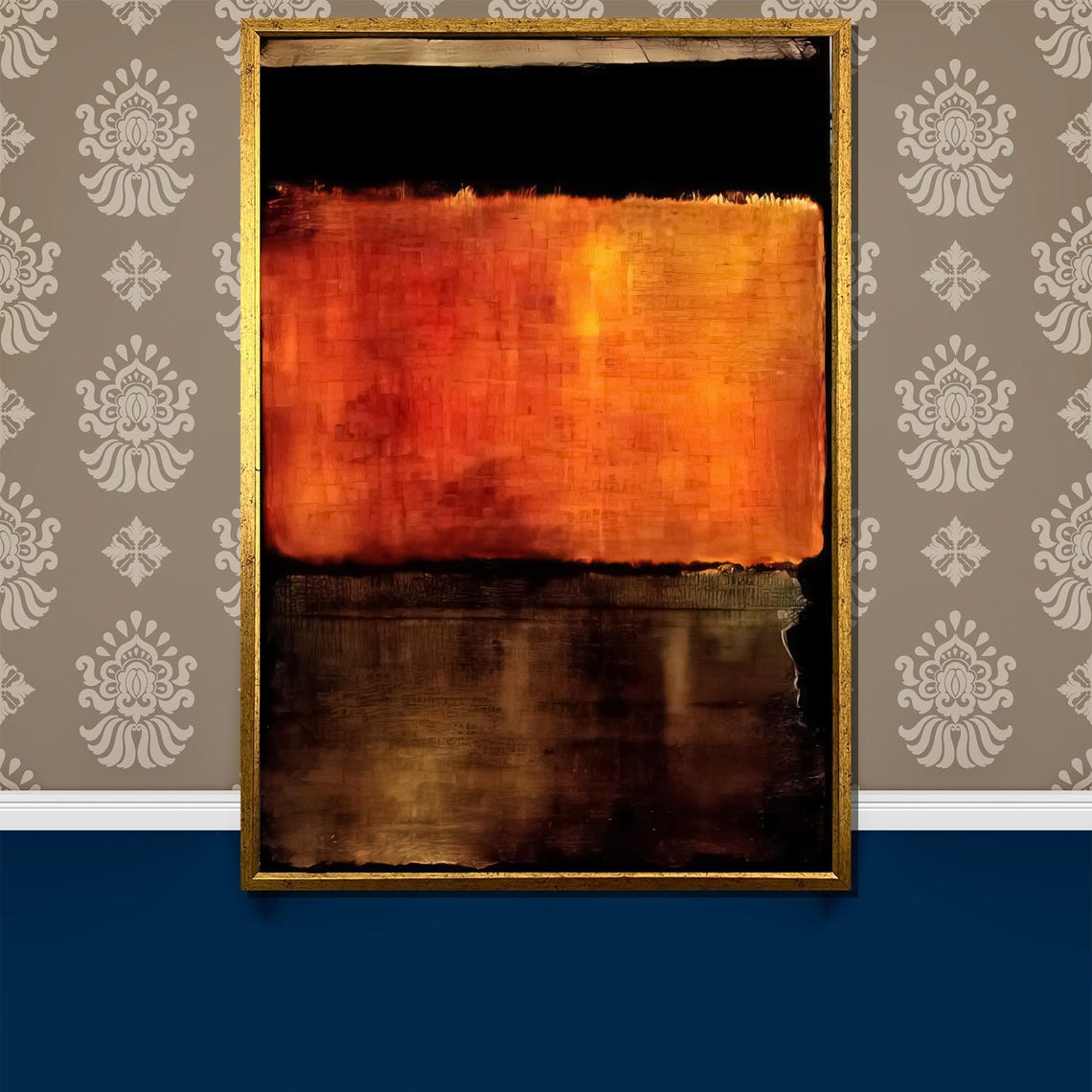 Rothko-Style Fiery Orange Black Color-Field Abstract Art Poster