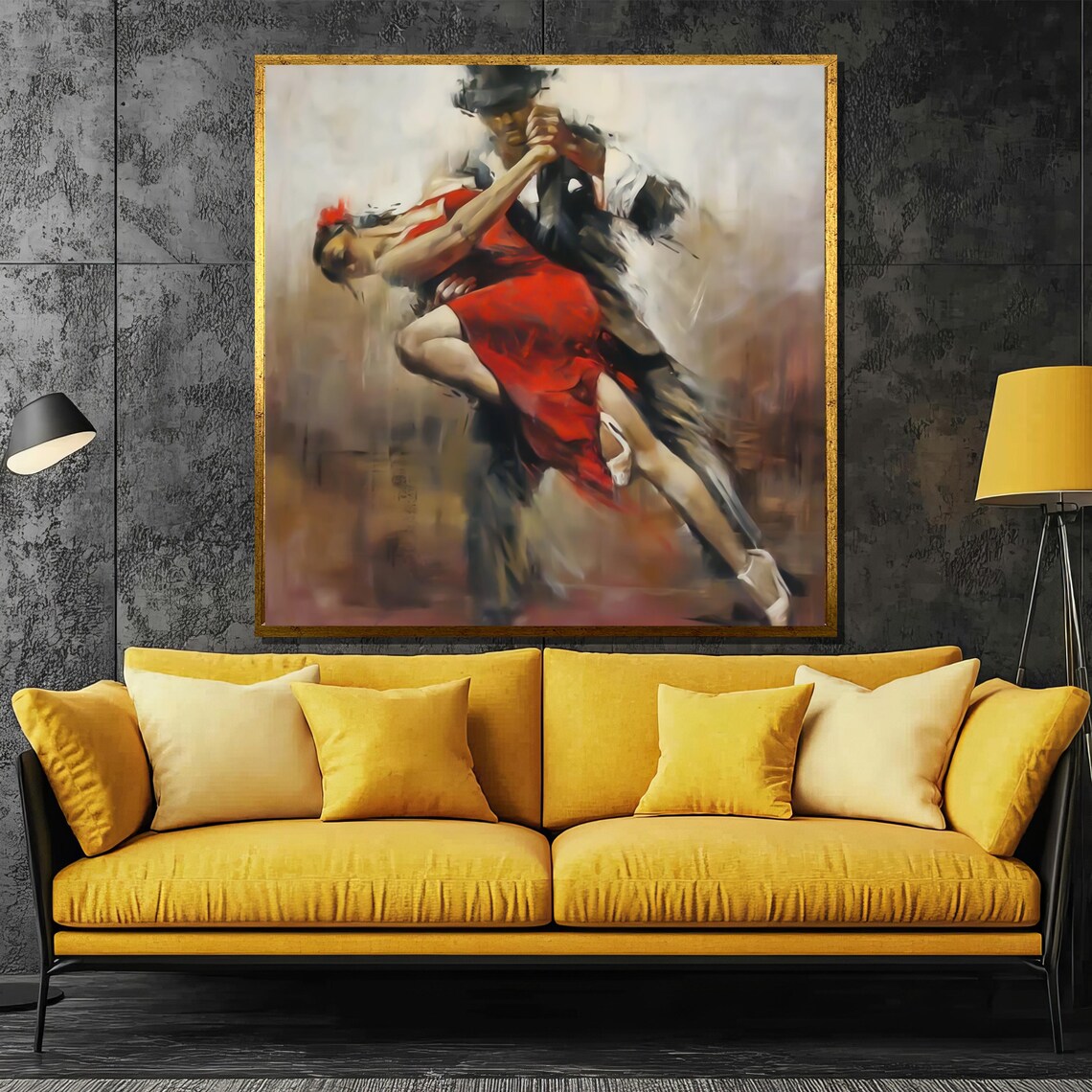 Passionate Tango Dance Painting, Elegant Decor