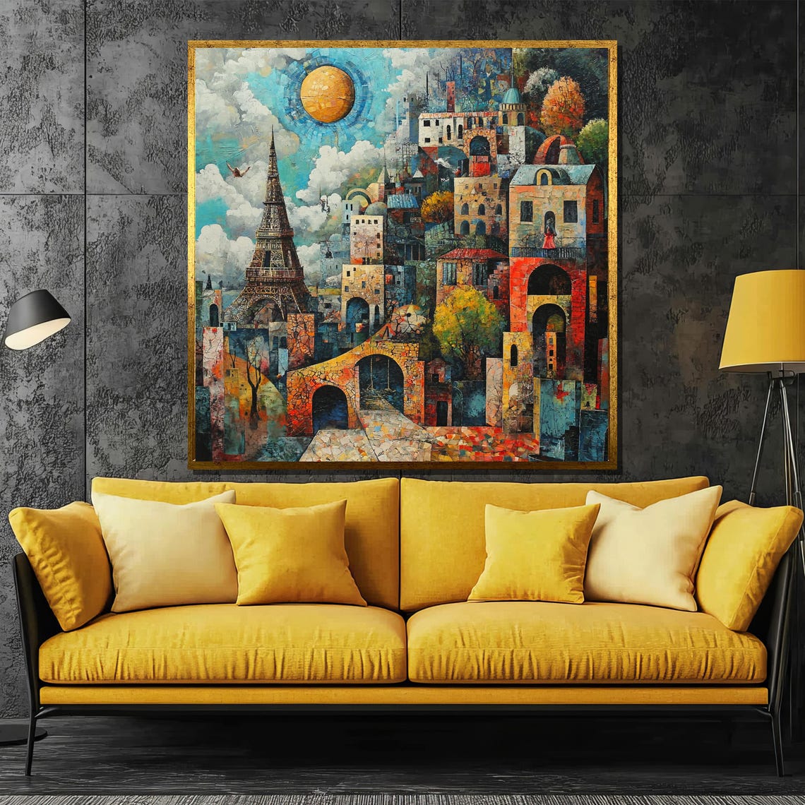 Eiffel Tower Paris Mosaic Fantasy Colorful Dream Cityscape Poster - Image 4